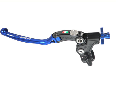 Comando Frizione A Cavo Racing Accossato Con Leva Snodata Colorata (Pomello+Leva+Regolatore), Con Predisposizione Attacco Micro